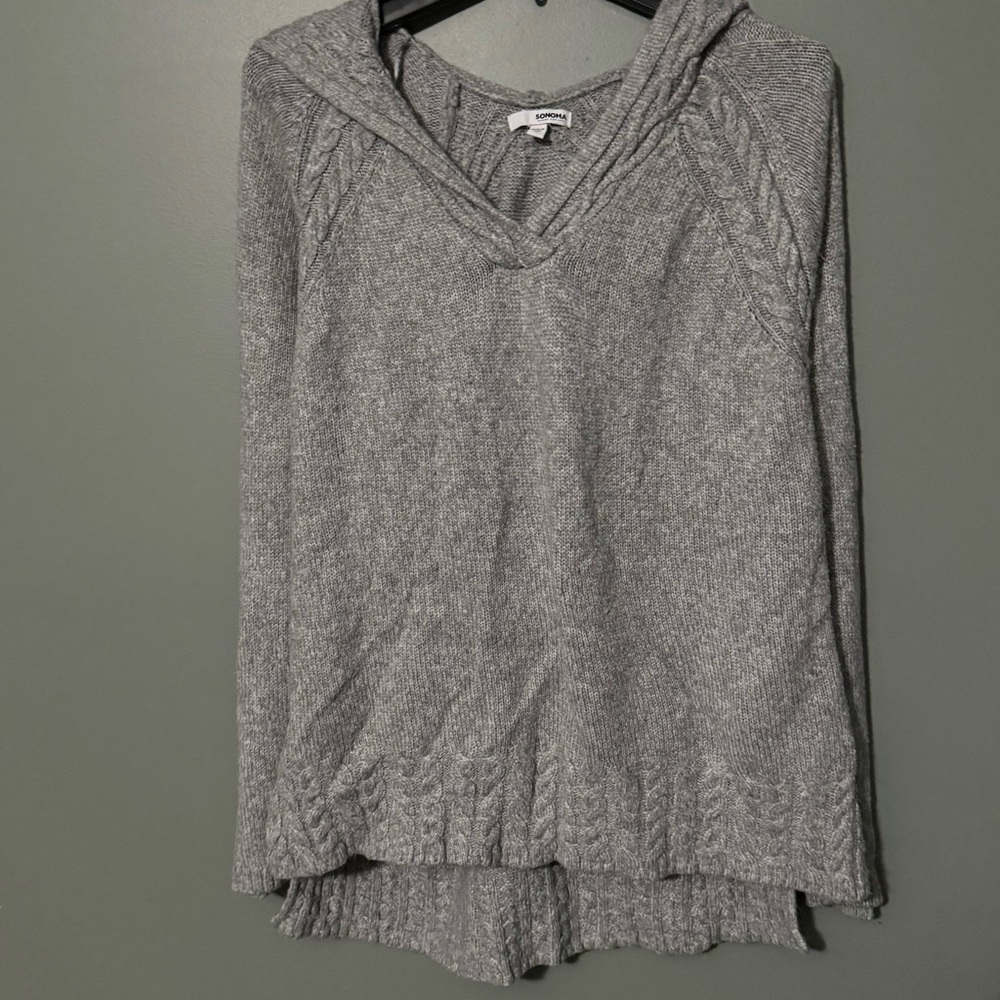 Sonoma Heather Gray Cable Knit Sweater